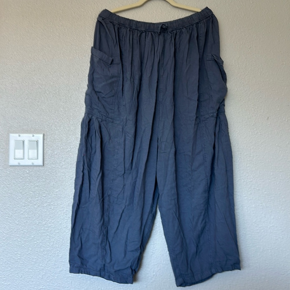 Free People Take Me With You Linen Pants in Blue Granite